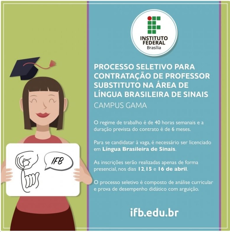 Ifb Abre Processo Seletivo Para Professor Substituto Na Rea De Libras